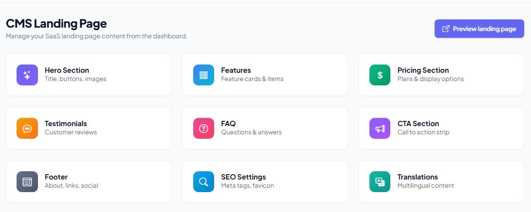 CMS Landing Page
