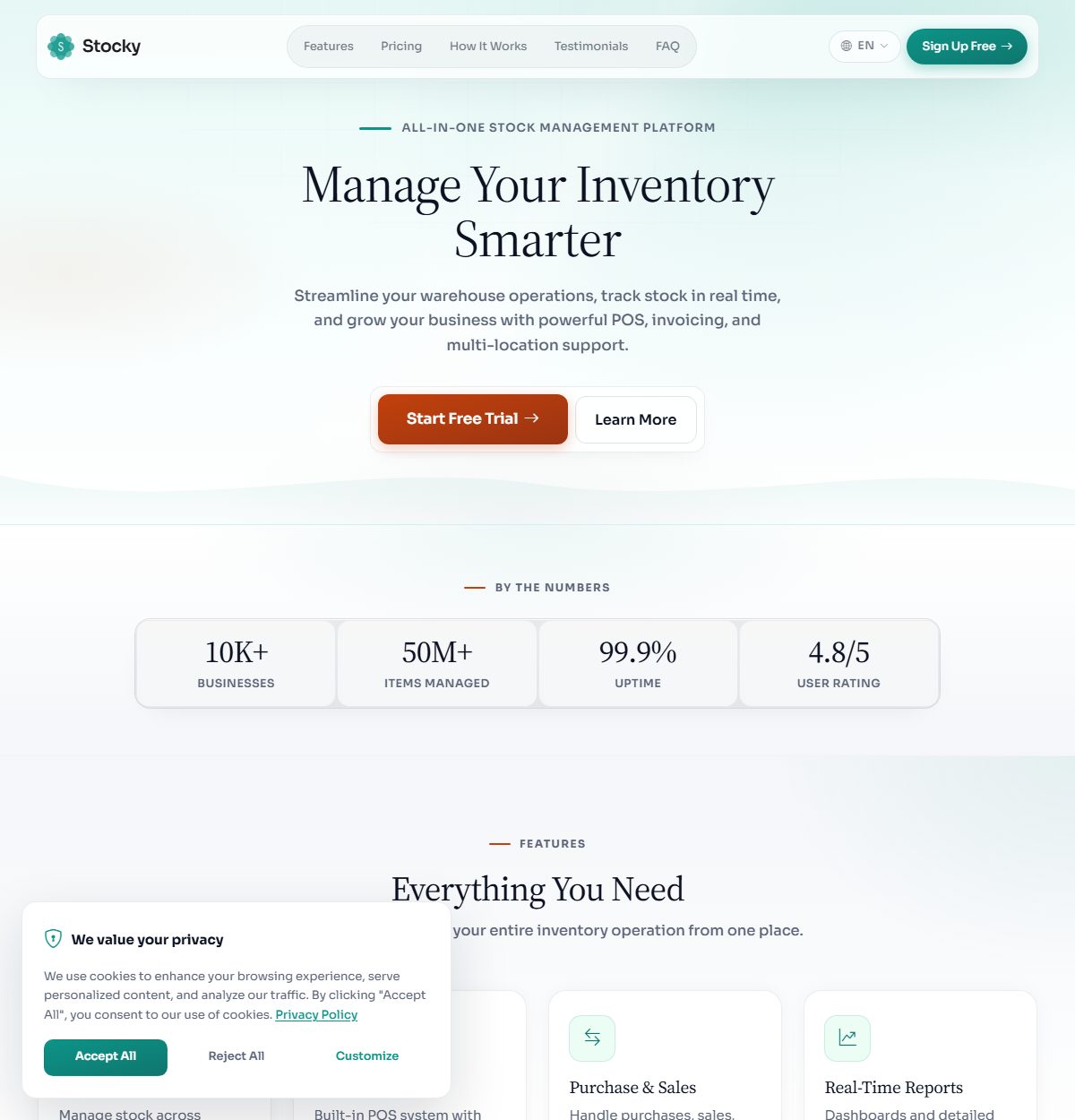 The landing page