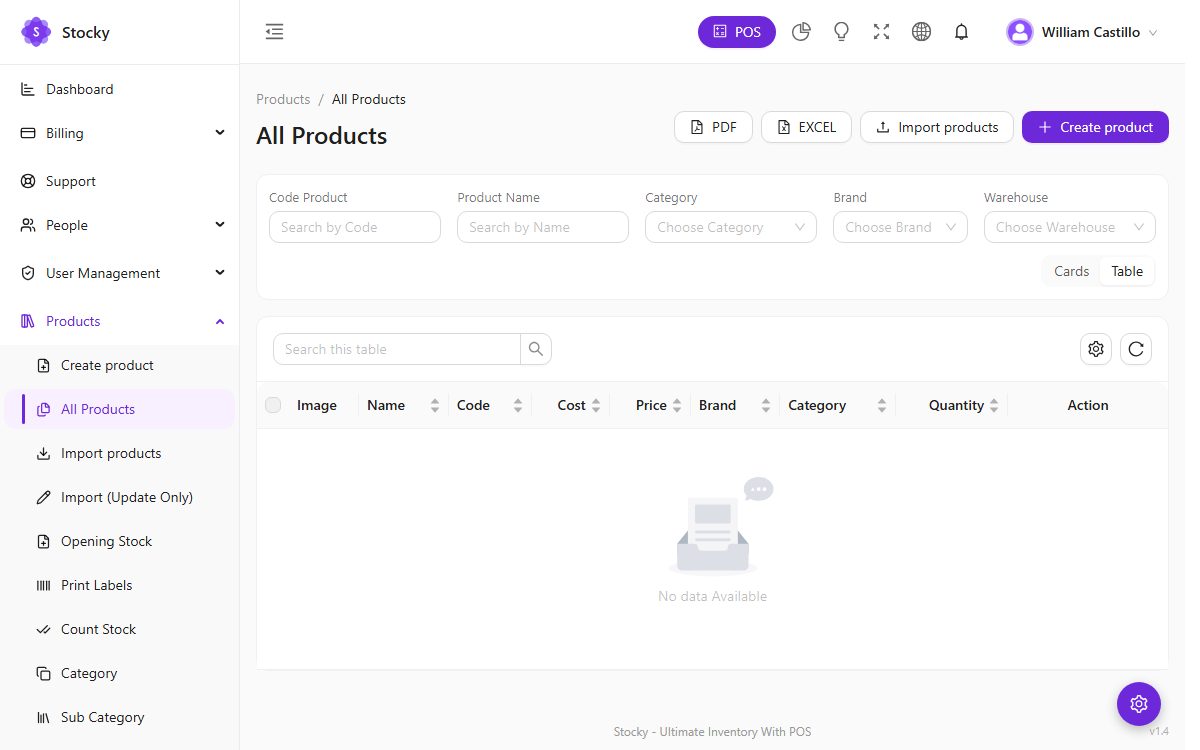 Products list