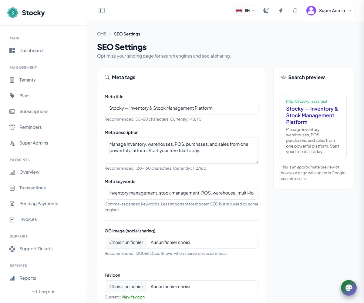 SEO settings