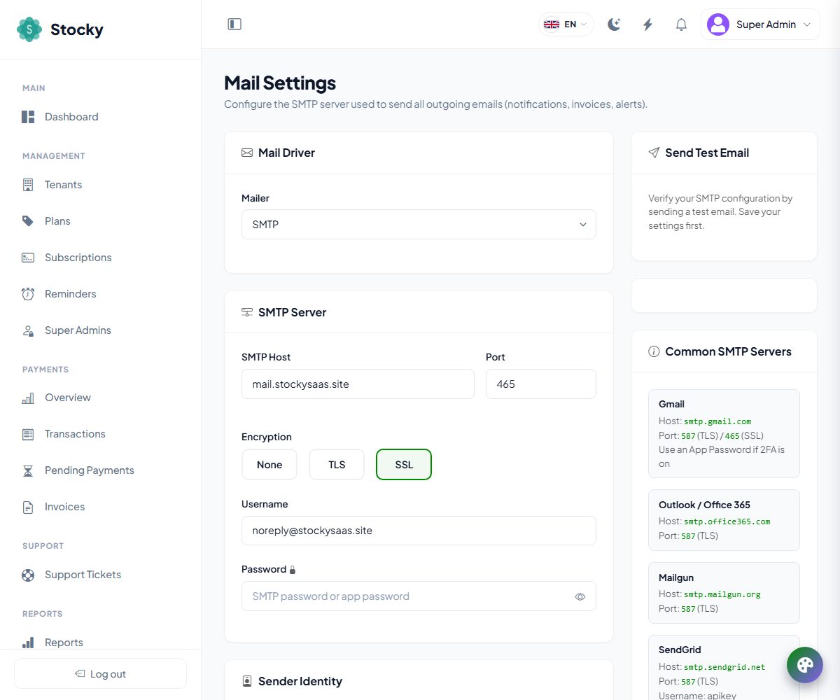 Mail settings