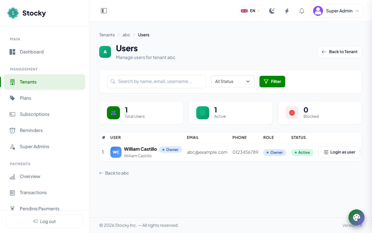 Tenant users