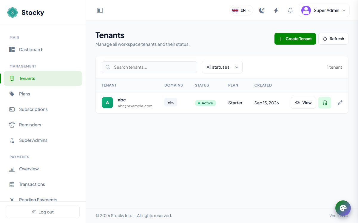 Tenants list